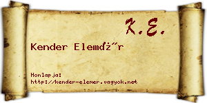 Kender Elemér névjegykártya