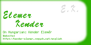 elemer kender business card